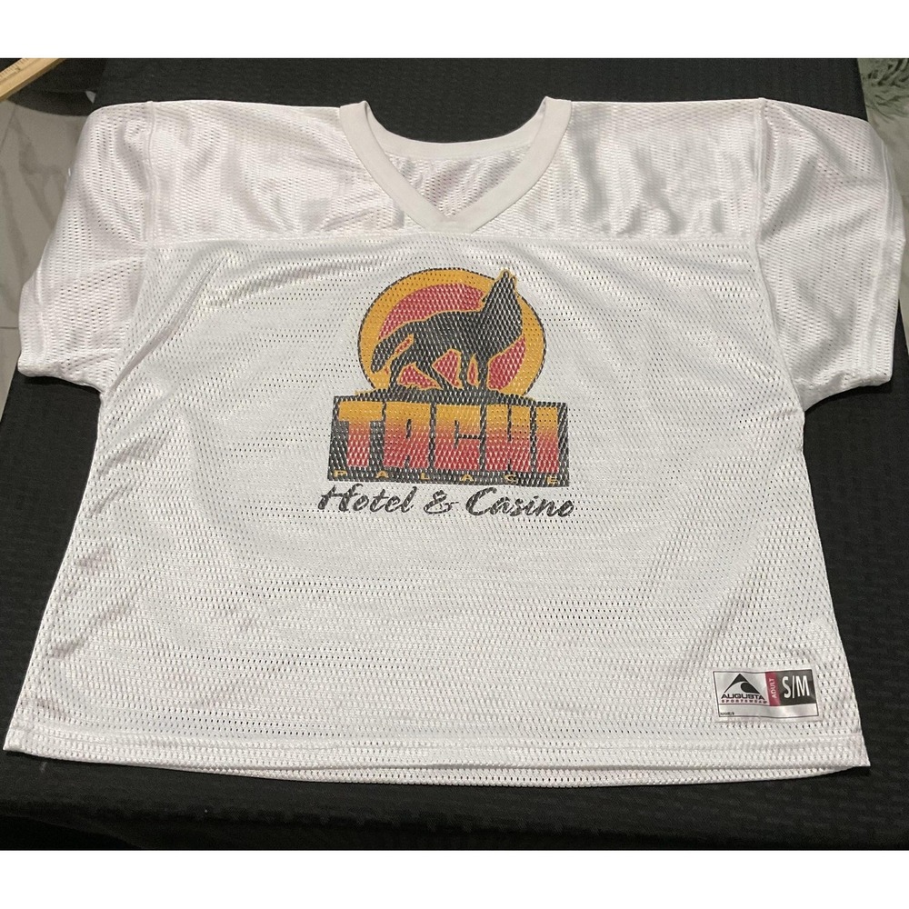 Augusta Sportswear Shirt Mens S/M White Mesh Football Jersey Tachi Palace Casino